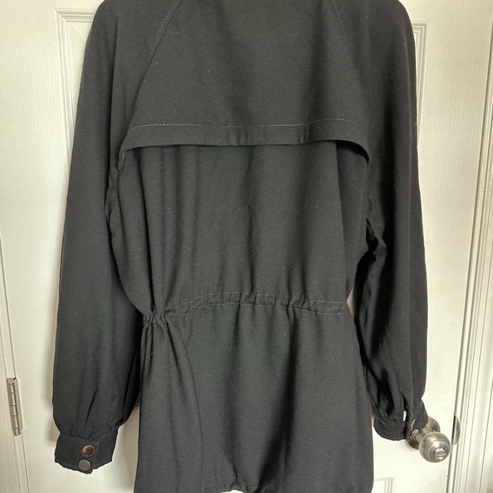 Tory Burch XL Black Zip up Drawstring bottom light Jacket utility coat Size 14 - Picture 2 of 11